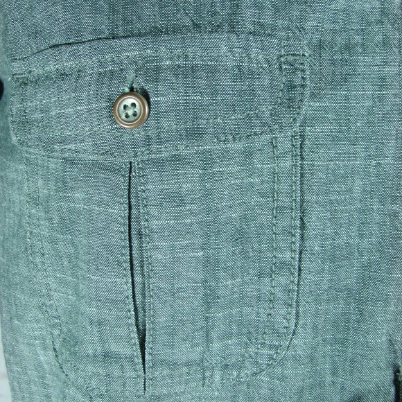 Gray Chambray Cabela's Dress Long Sleeve  Med NWT new light weight outdoor ready - Picture 3 of 16